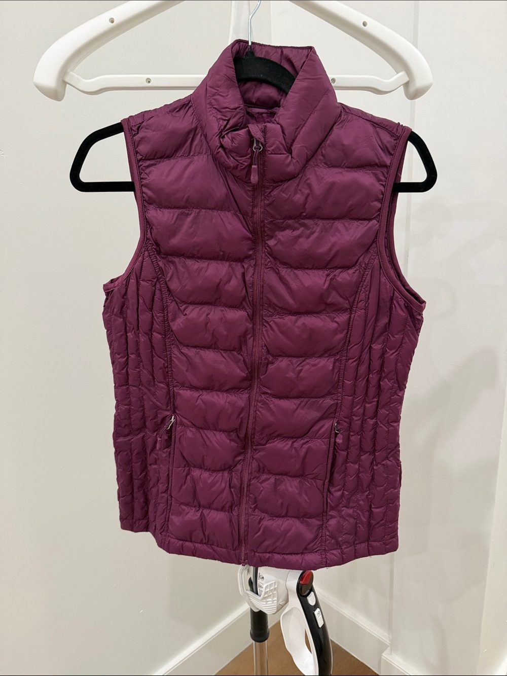 Quilted Sleeveless Puffer Vest - Plum